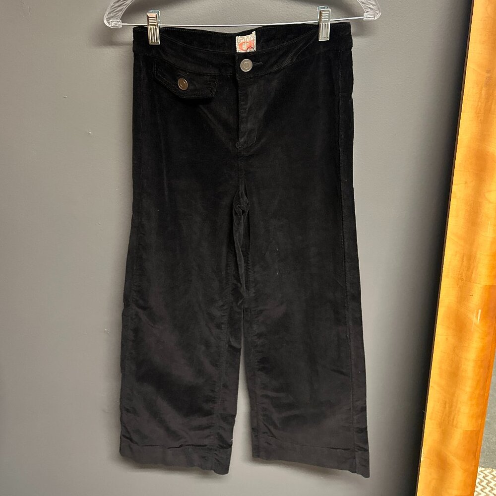 Gianni Bini Black Corduroy Jrs Size 7 Wide Leg Cropped Pants Textured Trousers‎